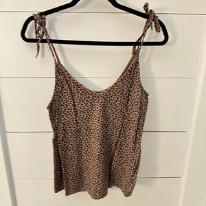 ABERCROMBIE & FITCH L Animal brown print tie shoulder lightweight woman tank top